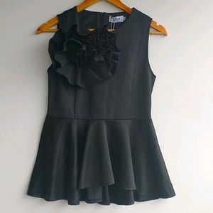 Black Sleeves top with Rose